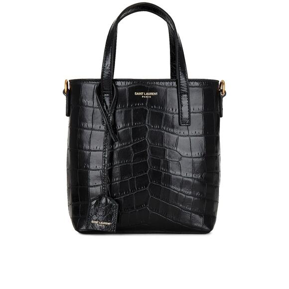 Saint Laurent 'Micro' Black Leather Toy Shopping Bag - Picture 1 of 5